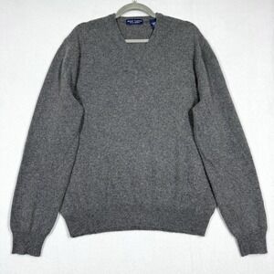 Grant Thomas Mongolian Cashmere Sweater Mens Large‎ 2 Ply V Neck Old Money READ